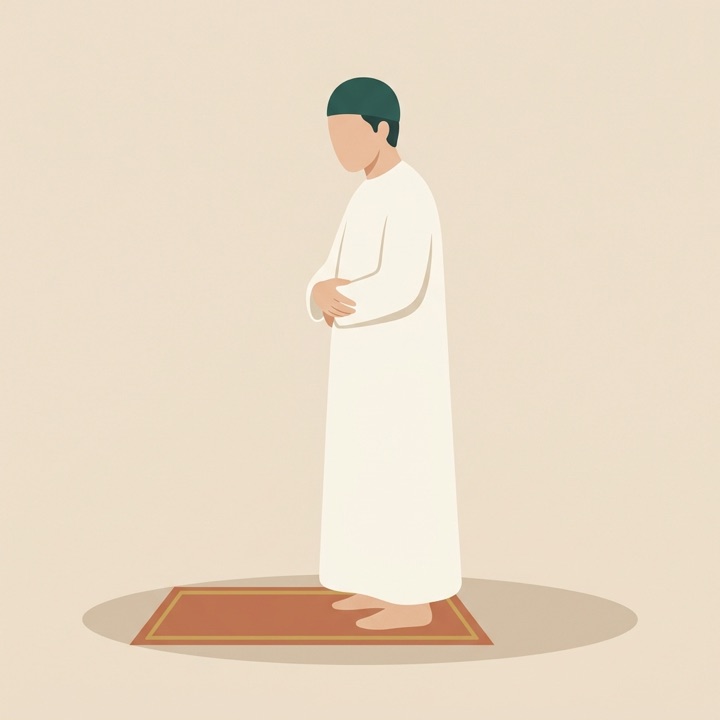 Ilustrasi posisi Bersedekap dalam sholat