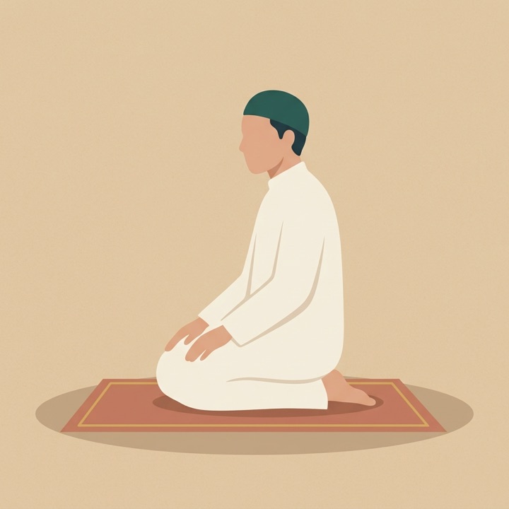 Ilustrasi posisi Duduk di Antara Dua Sujud dalam sholat